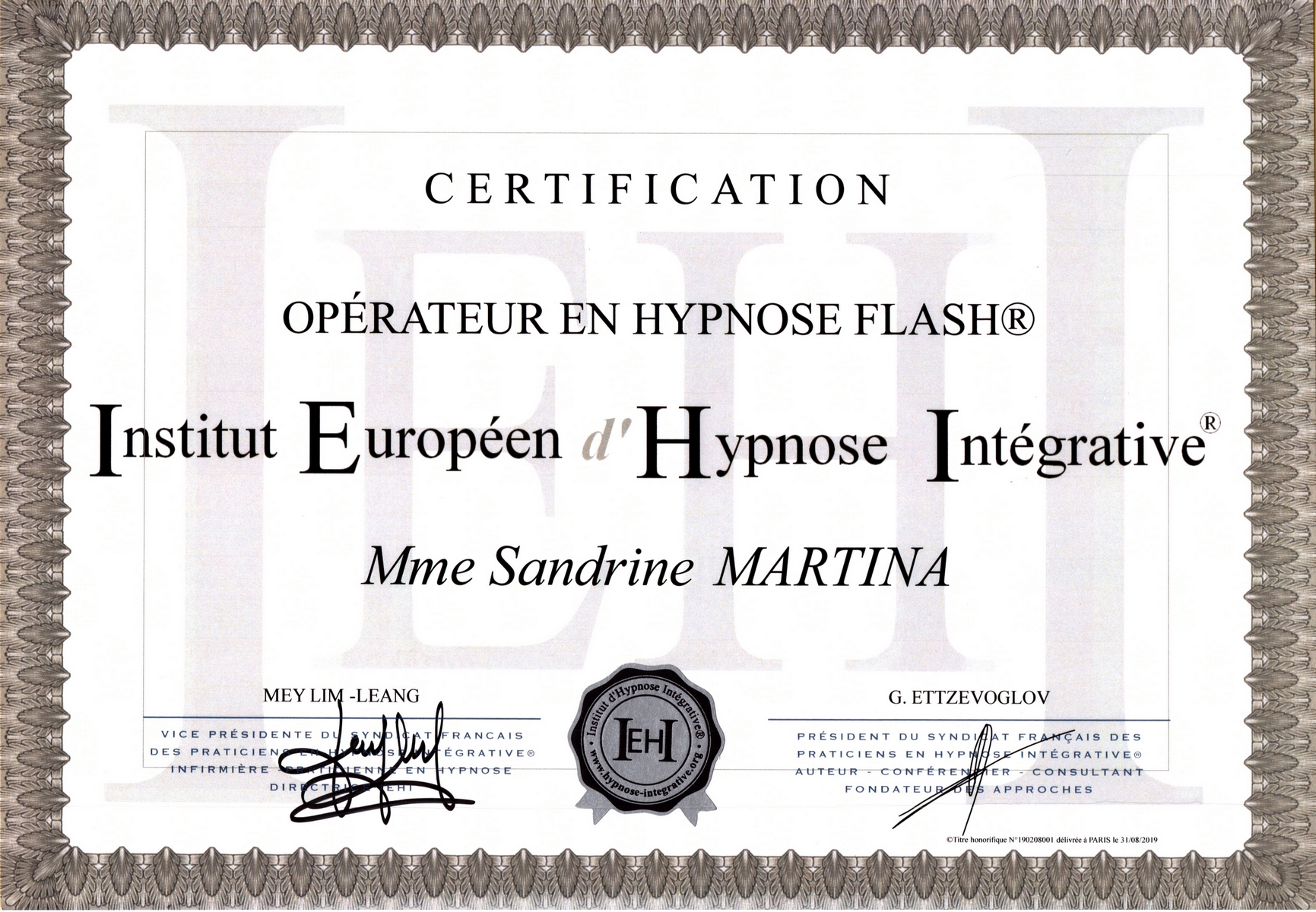 Diplome hypnose flash®