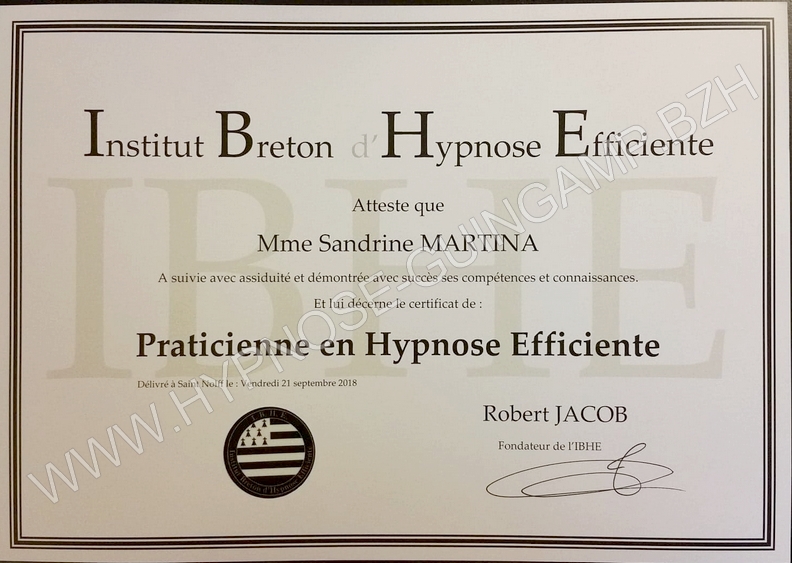 Diplome praticienne hypnose efficiente copyright
